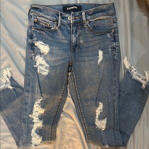 Express Women's Ripped ankle leggings mid rise jeans